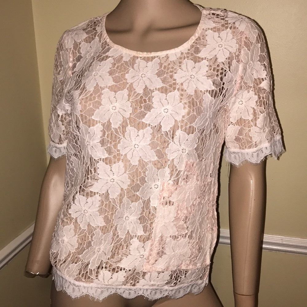 Pink and white lace top purchased from a boutique